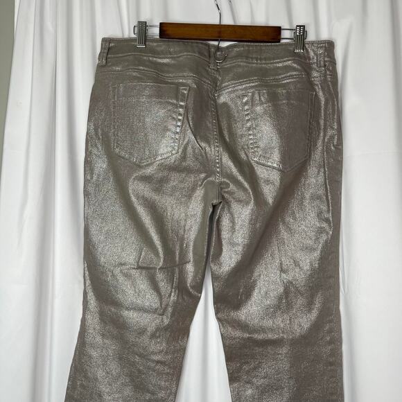 Chico's denim jeans women's 12 PLATINUM DENIM in METALLIC sterling khaki - Picture 6 of 16